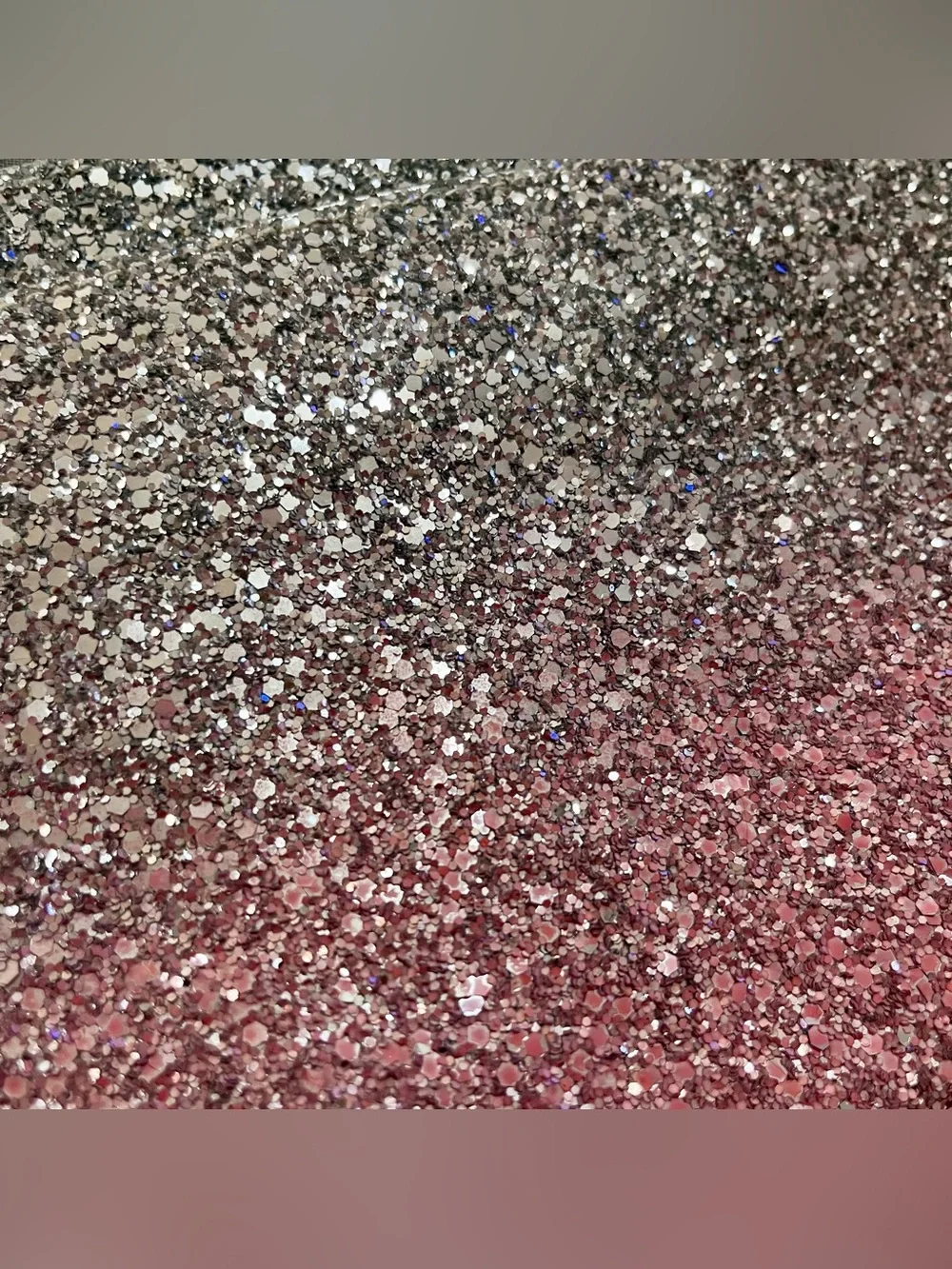 Katherine Kwei Silver Pink Ombre Glitter Leather Lila Pouchette Clutch Bag NWT